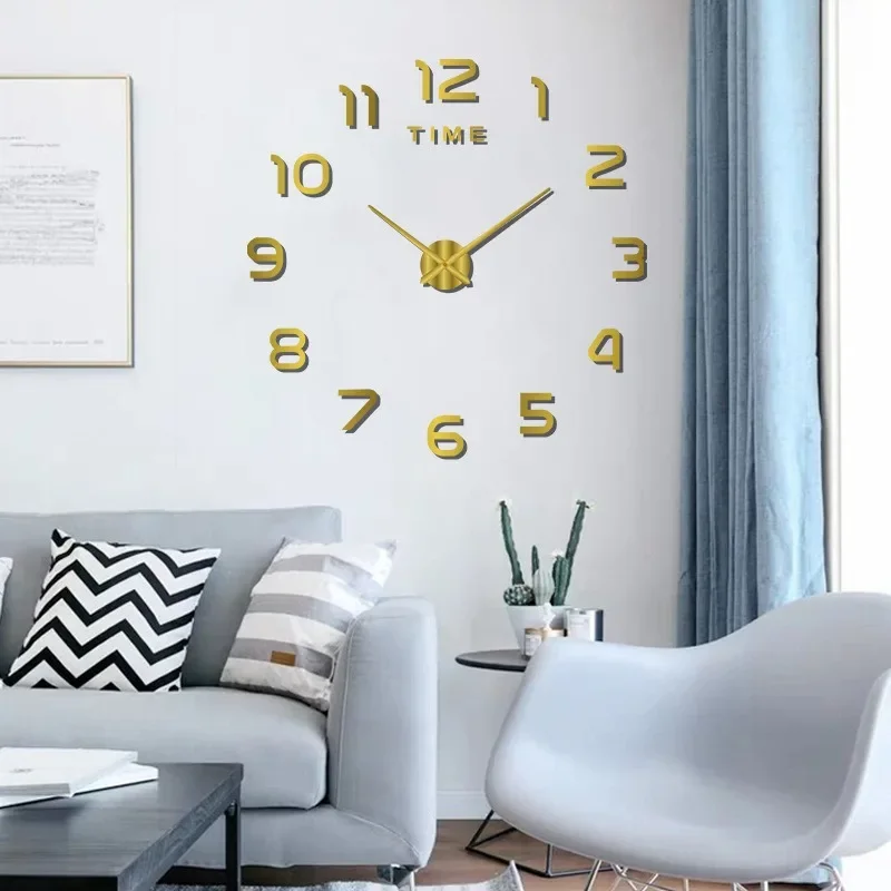 Wall Art Mirror Silent Three-dimensional Decoration Punch-free Restaurant Clock Creative Acrylic DIY Wall Clock Decor Clocks wall clock mirror clock face