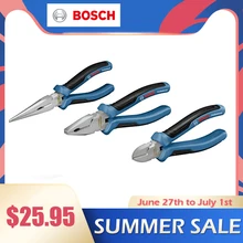 Bosch-Alicates profesionales de acero al cromo vanadio, 160/180/200mm, ergonómicos, originales, Alicates de punta de aguja, cortadores de alambre diagonales