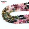 A++ Natural 4mm Colorful Tourmaline Cube Faceted Beads Healing Crystal Beads for Jewelry Making DIY Bracelet Necklace 4