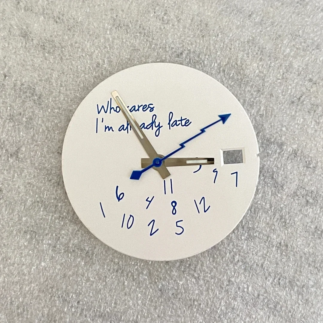 Sleek 28.5mm DIY Watch Dial – Bold 'It's Already Late' Design