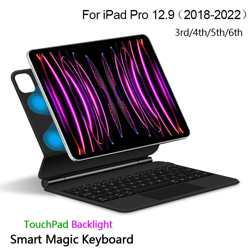 

Smart Keyboard Cover Folio For iPad Pro 12.9 6th 5th 4th 3rd generation 2022 2021 2020 2018 Tablet Case TouchPad Magic Keyboard