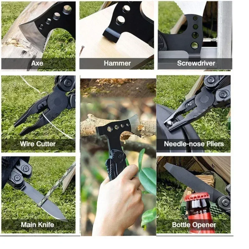Multifunctional Axe Survival Axe Pliers MultiTool Camping Ax Hammer Outdoor Escape Tool Portable Fold Pliers Pocket Knife 5