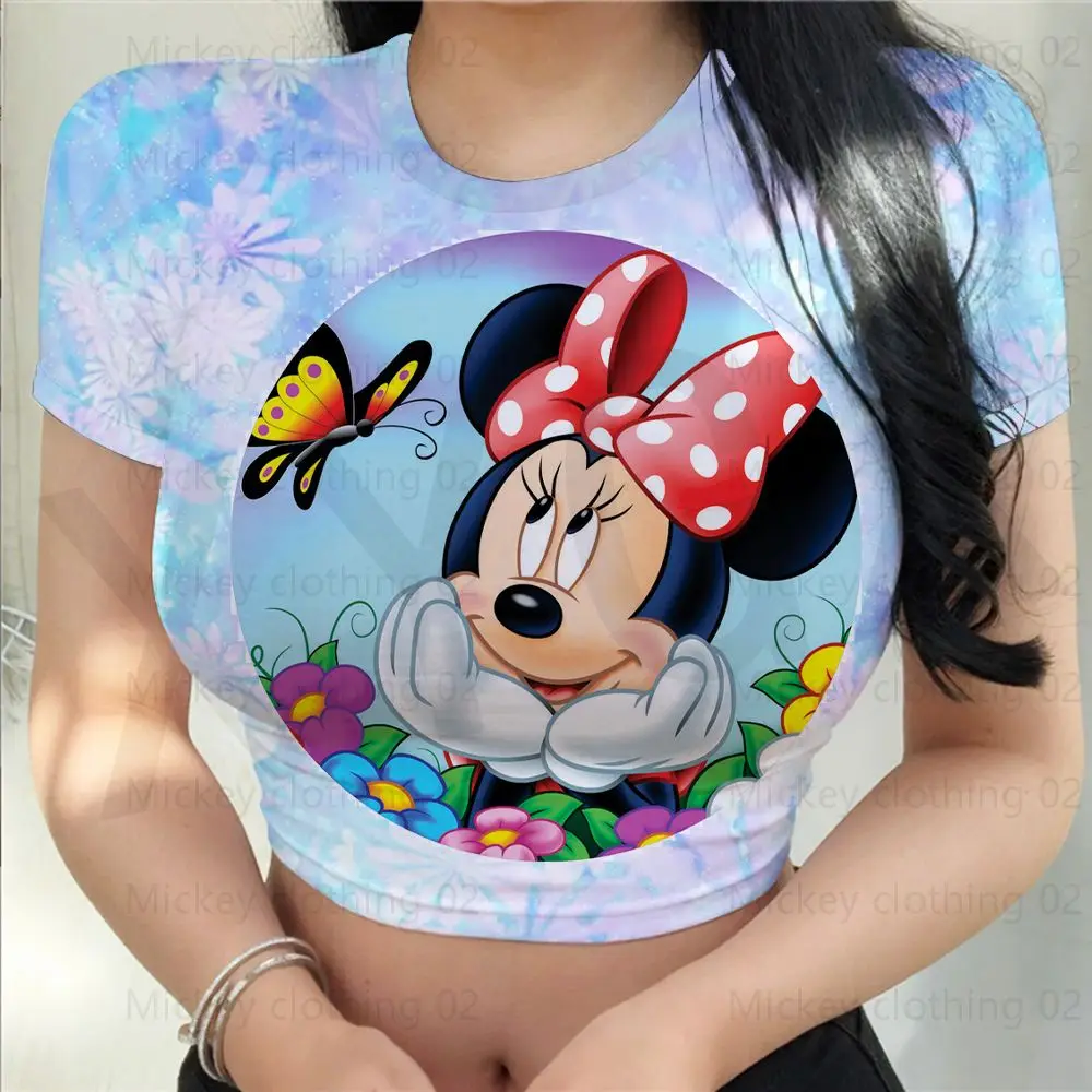 T-shirt Top Disney-mickey/minnie Mouse Fashion Summer Sexy Skinny Crop Top Party Print Oversized 2022 New T-shirts - AliExpress