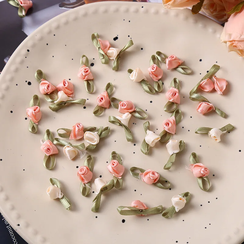 50PCS Rose Pod Bow Handmade DIY Simulation Ribbon Jewellery Accessories Clothing Accessories Decorative