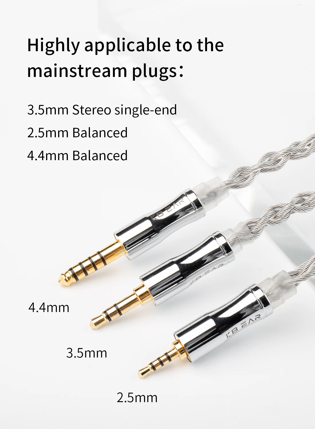 KBEAR Chord 6N Graphene+4N OFC Silver-plated Mixedly Braided Upgrade Cable description image 5