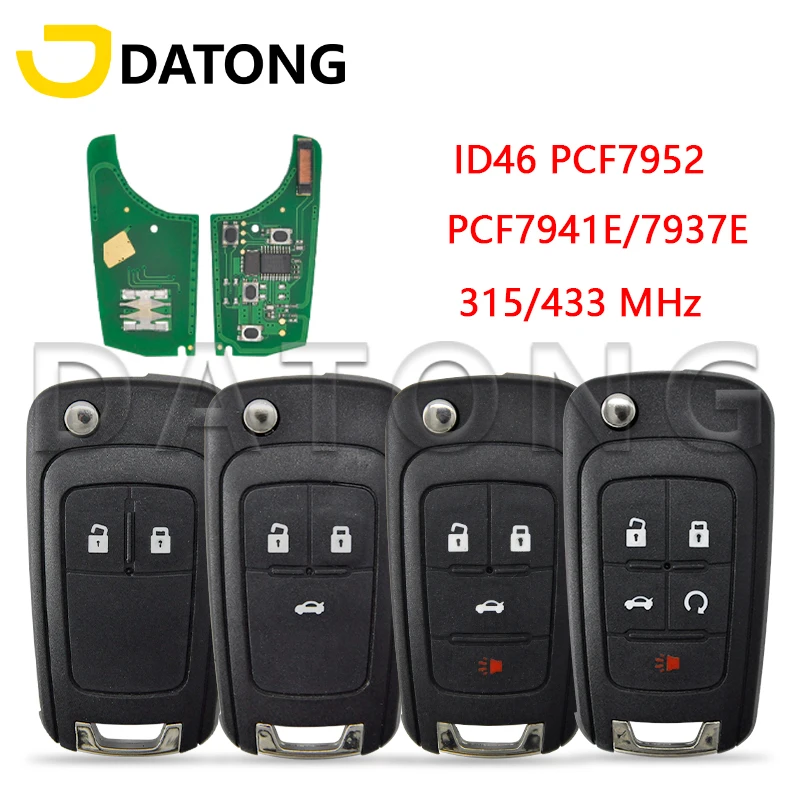 Datong World Car Remote Key For Chevrolet Cruze Sail Orlando Malibu Aveo Spark 315/433 MHz ID46 Chip Auto Smart Control Flip Key