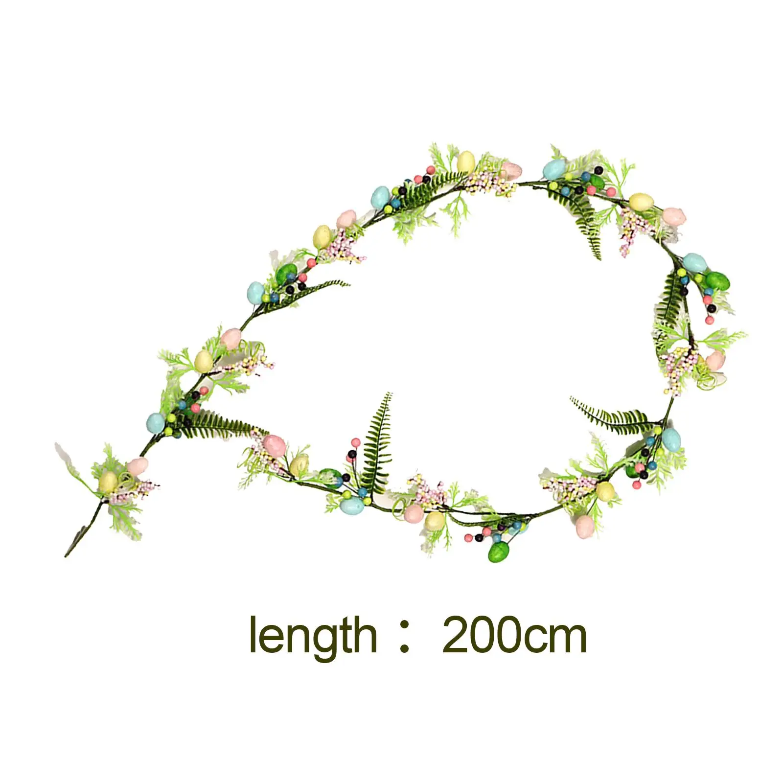 Easter Flower Vine Garland Spring Wreath Ornament Floral and Egg Garland for Indoor Outdoor Mantels Windows Holiday Party Door