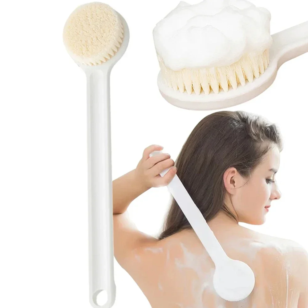Soft Bristle Long Handle Bath Brush Body Exfoliating Back Scrubber Reusable Showering Supplies for Home Bath Room