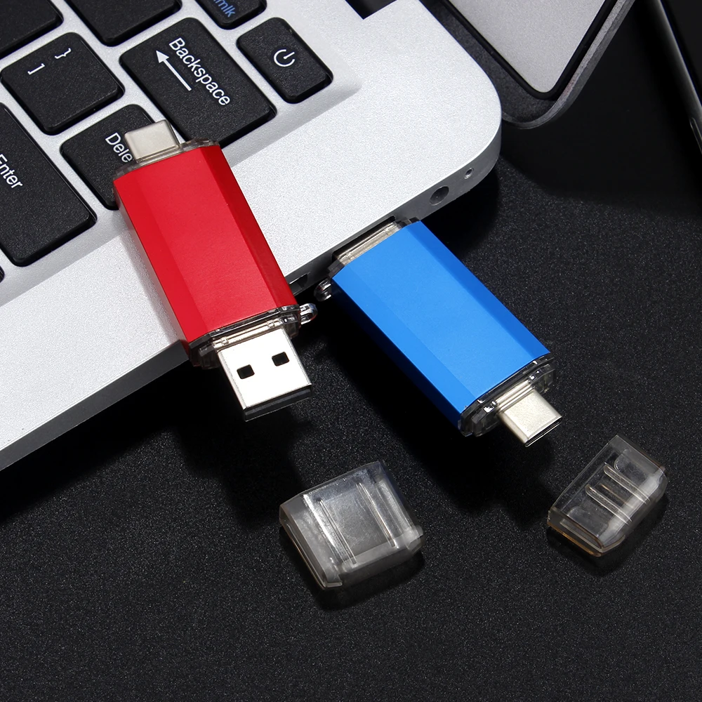 대용량 타입-C 2 in 1 OTG 128GB 64GB 펜드라이브 고속 USB 플래시 드라이브 OTG 펜 드라이브 64GB 128GB USB 플래시 드라이브 선물