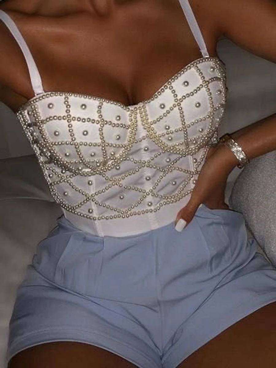 Women's Faux Pearl Beaded Bustier 1