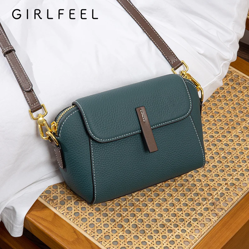 Small plain women's handbag with a luxurious design, messenger shoulder bag, leather crossbody bag for ladies.