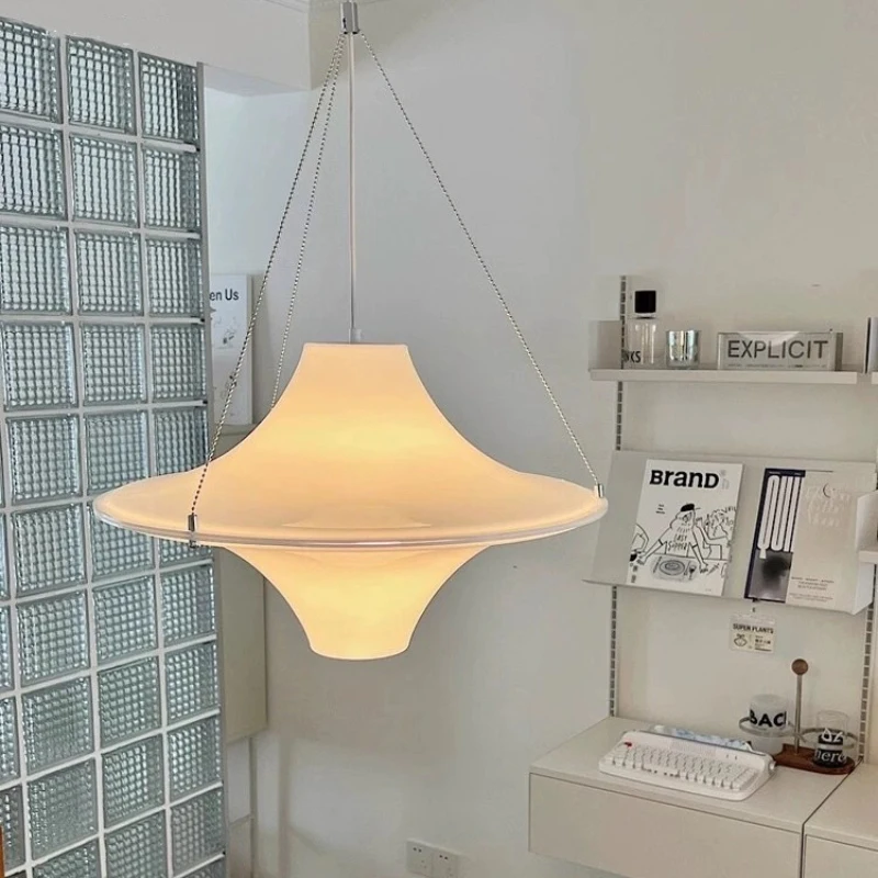 Milky White Flying Saucer Chandelier Dining Table Lamp Medieval Bauhaus Home Decor Study Room Living Room Dining Chandelier