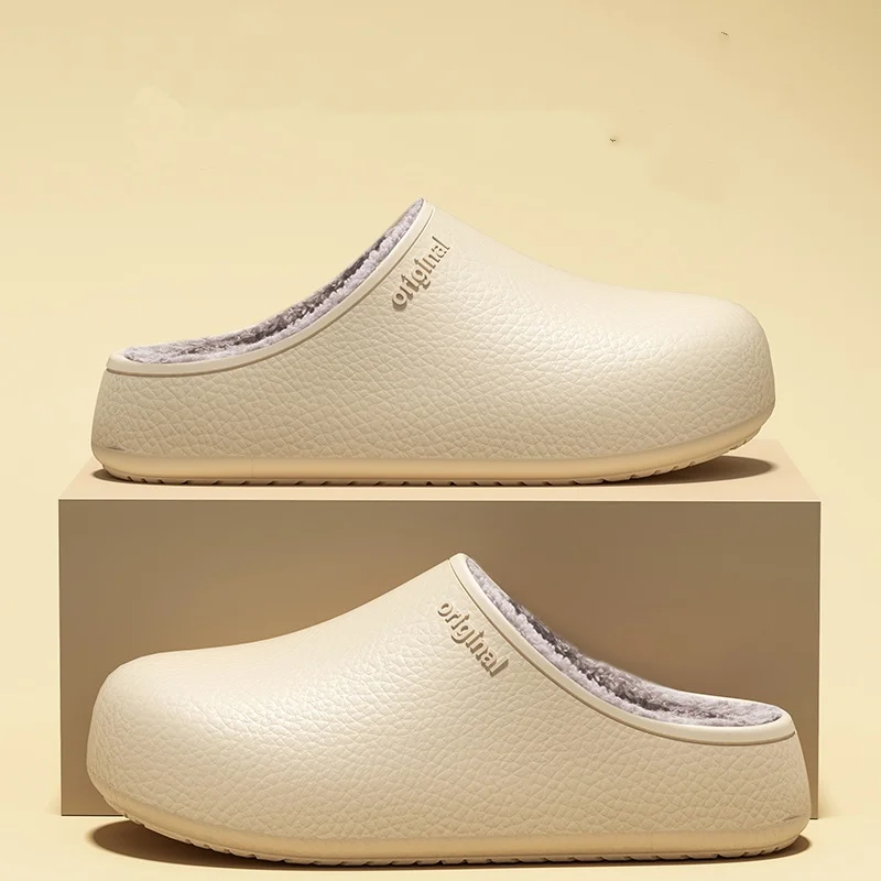 Autumn and Winter Men's and Women's Velvet-Lined Toe-Cap Couple Cotton Slippers