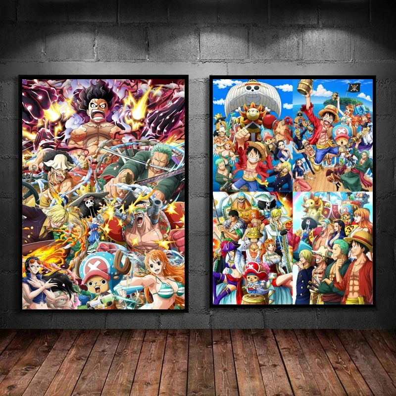 

Canvas Art Walls Painting One Piece The straw hat Pirates Decorative Gifts Kid Action Figures Picture Room Home Poster Toys
