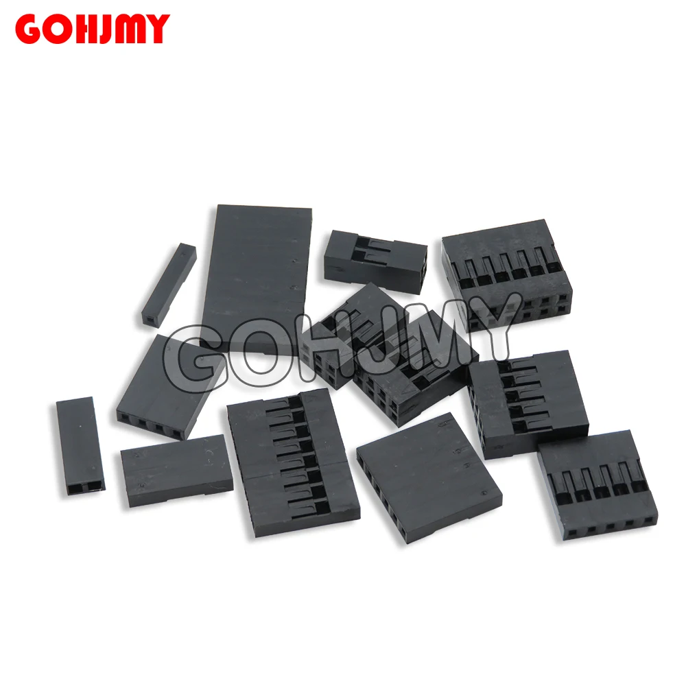 100PCS Dupont Plastic Shell 2.54mm Single /Double Row Dupont Connector 1P 2P 3P 4P 5P 6P 7P 8P 9P 10P 1*4pin/2*5pin Housing