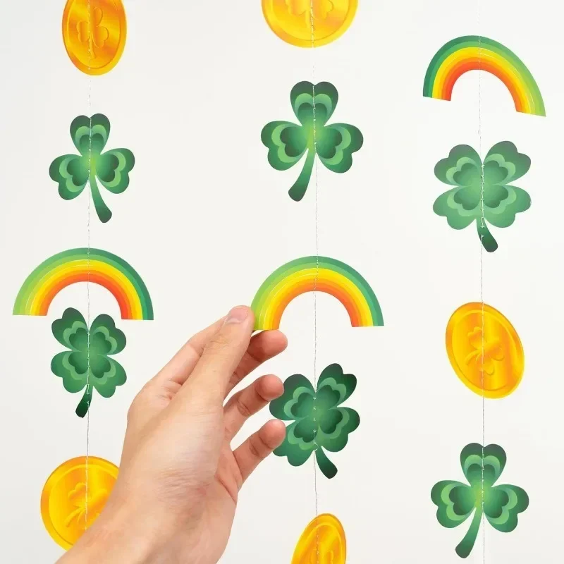 St Patrick'S Day Irish Lucky Spring Tea Party Streamer Decor Green Gold Clover Rainbow Coin Shamrock Paper Ghirlande Decorazioni