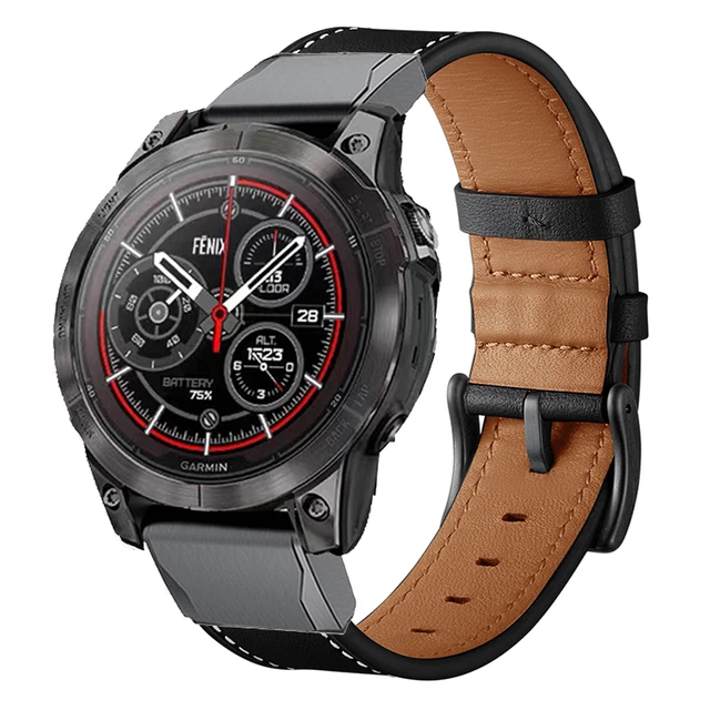 Garmin Fenix 6x Pro Leather Bracelets  Garmin Fenix 7x Leather Strap 26mm  - 22 26mm - Aliexpress