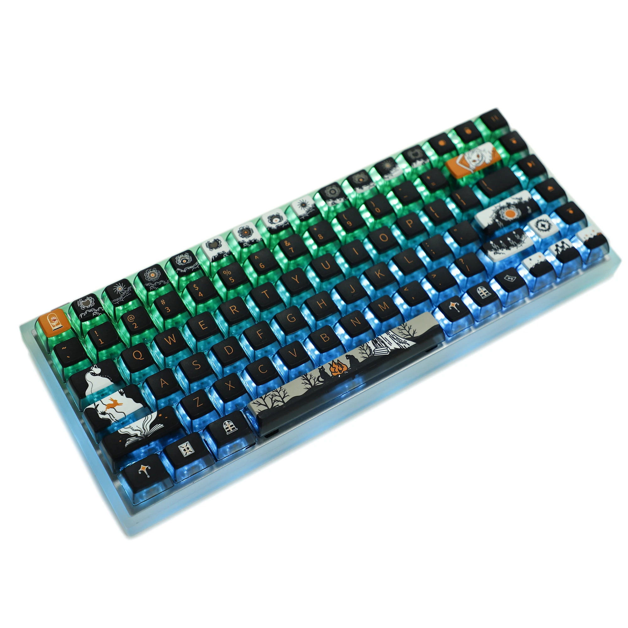 Ymdk-dark Fairy Tale Pbt Pudim Backlit Smoky Keycaps Asa Perfil de Teclado Mecânico mx 104 96 87 84 68 116 Teclas
