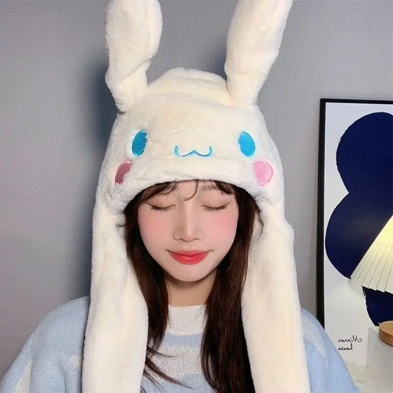 산리오 귀여운 겨울 모자, 두꺼운 파티 모자, 움직이는 귀, 어린이 겨울 모자, 시나몬 모자, 학생 생일 선물곰돌이 모자 넥워머 겨울용 모자 귀달이 모자 여자겨울모자 방한모 패딩 모자 방한모자 토끼모자 겨울모