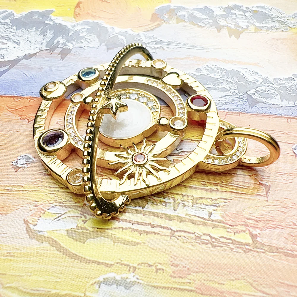 Anillo planetario cósmico colgante, joyería fina de Plata de Ley 925, amuleto de la suerte bohemio, regalo para mujer y hombre