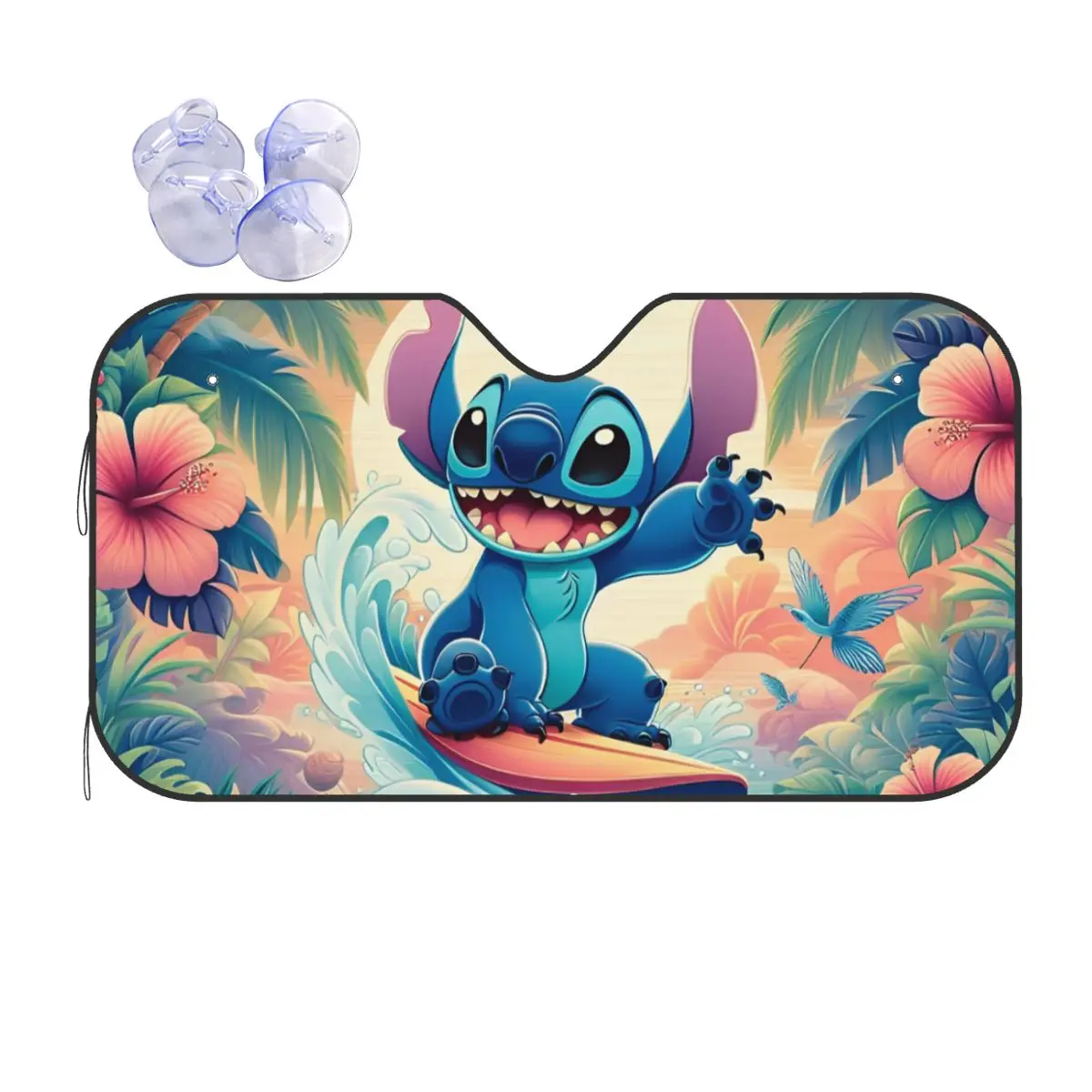Lilo Stitch Kawaii Cartoon Novelty Windshield Sunshade 70x130cm Aluminium Foil Car Sunshade UV Protector