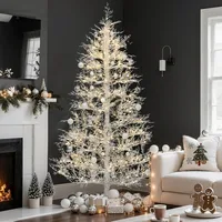 Prelit White Artificial Christmas Tree with 400 Switchable Fairy Lights 1