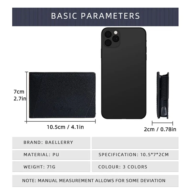 Baellerry New Card Holder Men RFID Wallets Name Engraving Popup Card Clips Male Purses Photo Holder Mini Slim Men Wallet 3