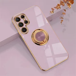 Luxury Plating Magnetic Case with Ring Holder for Galaxy Note 20 Ultra (Purple)