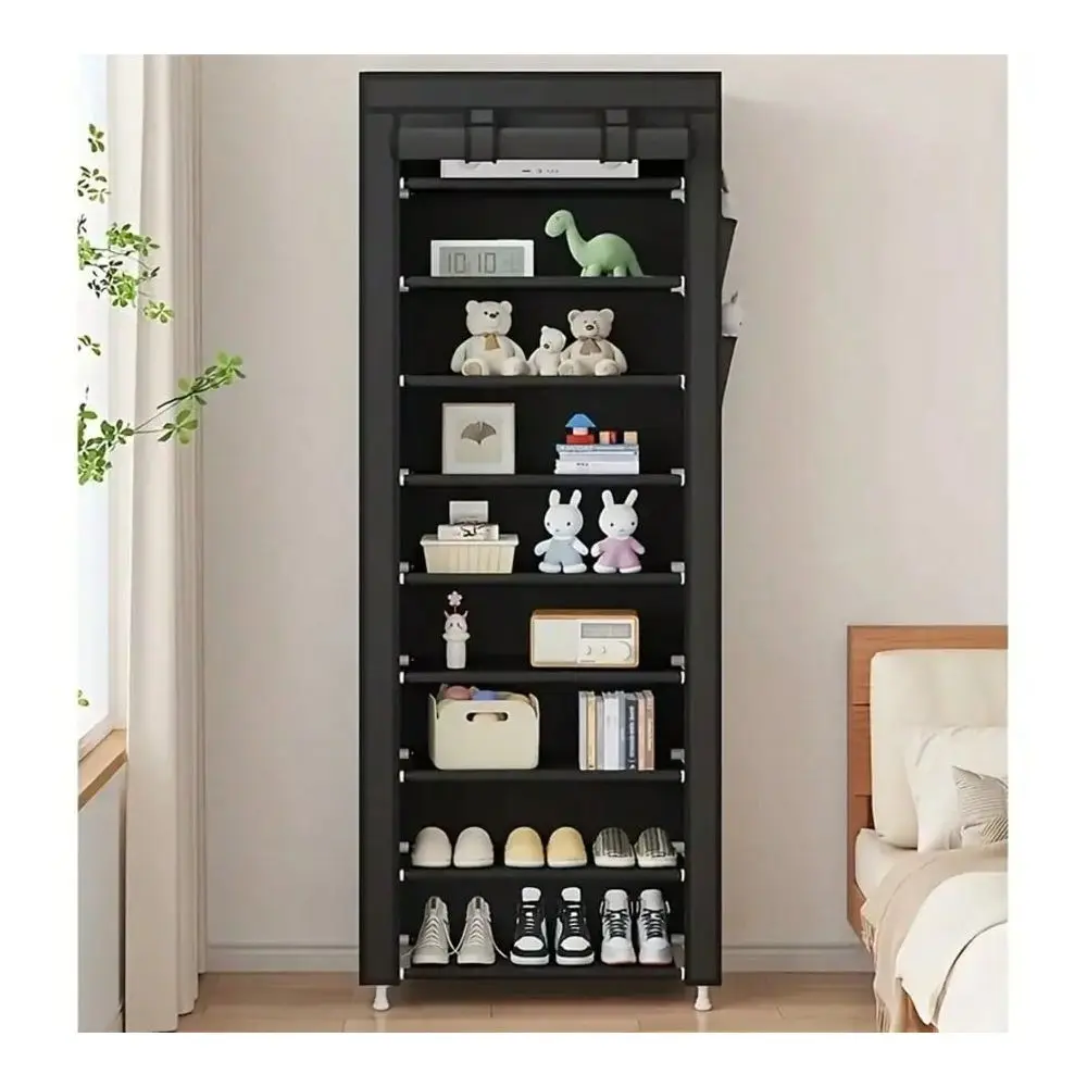 Layer Shoe Cabinet With Dust Cover, NonWoven SpaceSaving Shoe Rack With Large Capacity, Easy To Assemble, Portable Shoe Cabinet