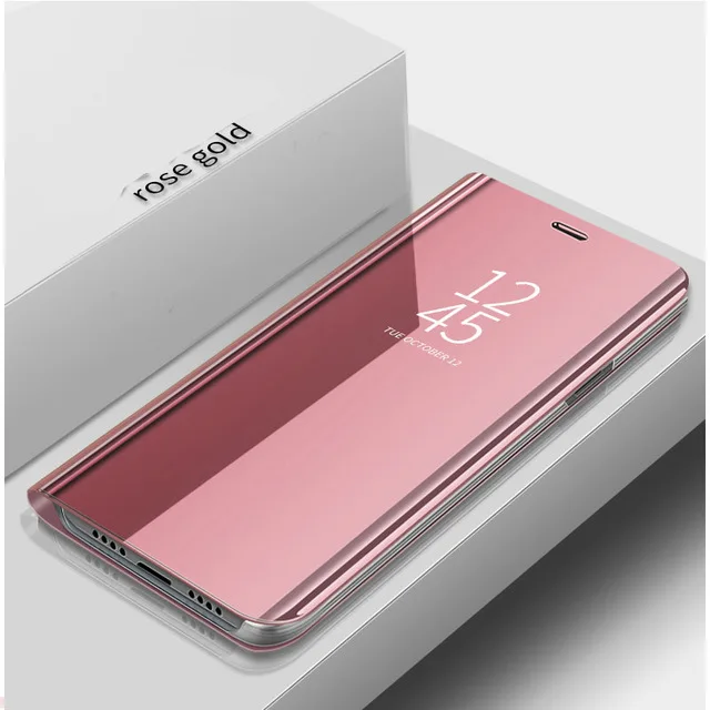 Luxury Glossy Mirror PU Leather Flip Case - Magnetic Shockproof Back Cover