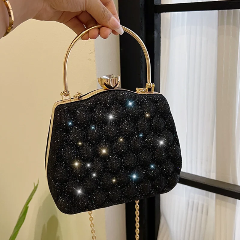 

Luxury Designer Handbags for Women 2023 New Party Shiny Evening Bag Female Fashion High Quality Square Hard Shoulder Bag Woman