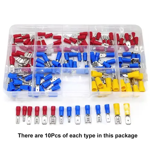 Insulated Cable Connector Electrical Wire Crimp Spade Butt Ring Fork Set Ring Electric Crimp lugs Rolled Terminals Assorted Kit - Image 7