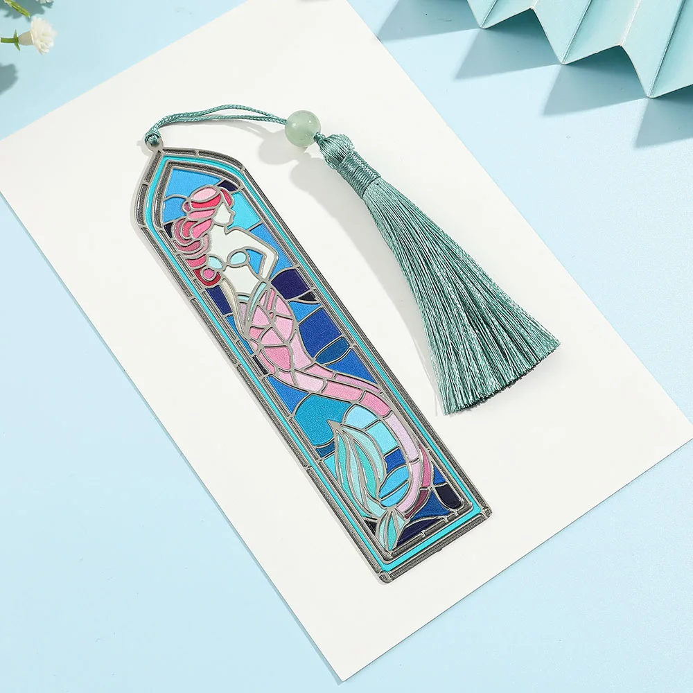 Mermaid Pane Metal Bookmark Oil Painting Style Reading Accessory Valentine's Day Gift for Wife 1pcs