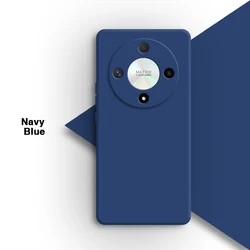 Minimalist Liquid Silicone Phone Case - Soft Square Design with Enhanced Protection for Honor X9c Smart (Navy Blue)