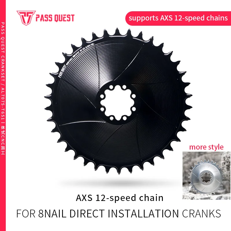 

PASS QUEST 3mm Offset 8-Bolt AERO Chainring 28T-42T Closed Chainwheel for SRAM FORCE 8-Bolt GXP DUB AXS 12 Speed Sprocket