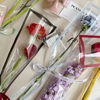 50 Pezzi Sacchetti Trasparenti per Confezionamento Fiori, Buste Impermeabili in Plastica, Materiale per Imballaggio Bouquet, Accessori per Matrimoni