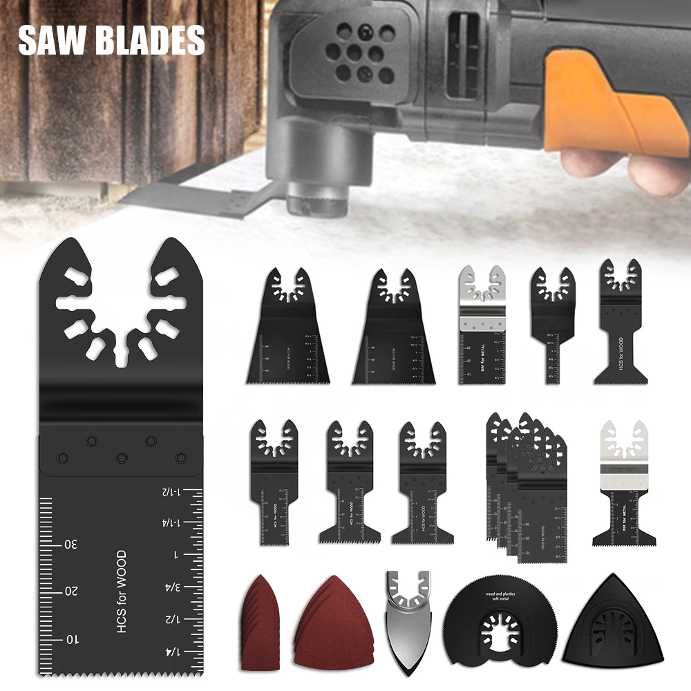 

56pcs Multitool Blades High Carbon Steel Mix Oscillating Saw Blades Quick Release Oscillating Blades Fast Cut Down Professional