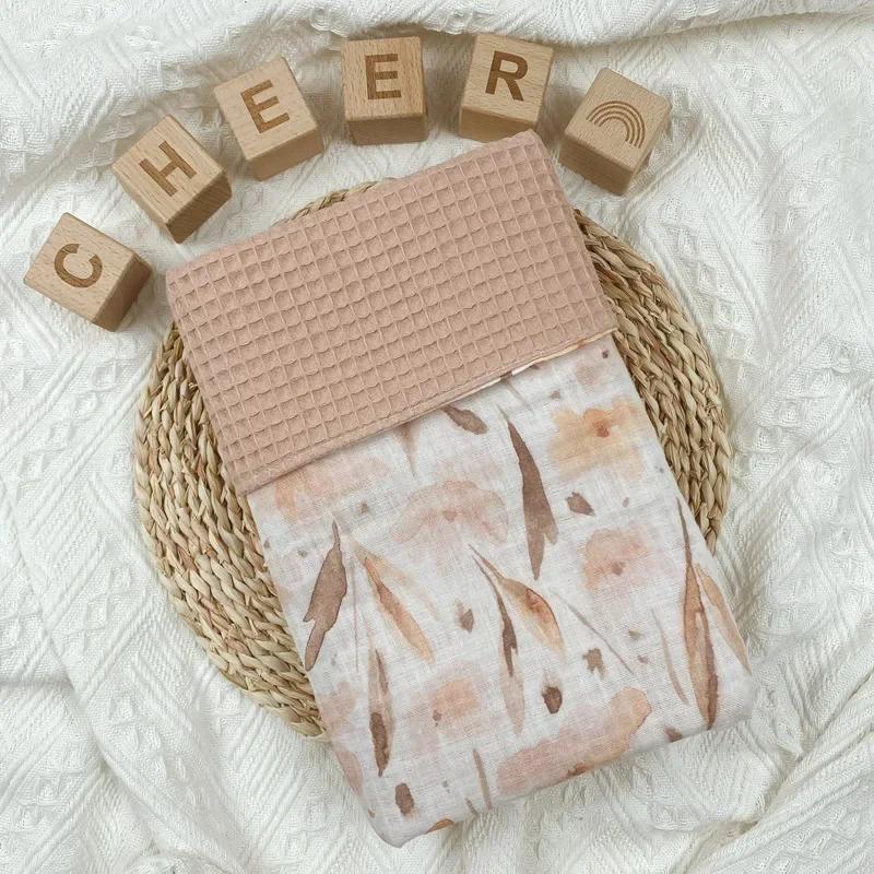 Cotton Waffle Baby Swaddle Blanket Newborn Muslin Baby Bedding Blanket Gauze Infant Recieving Blankets Print Babies Accessories 4
