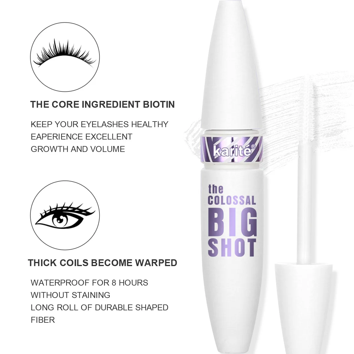 2pcs Long And Curling White Mascara, Water-resistant And Sweat-proof, With No Clumping Or Smudging On The Lashes._voghion.com