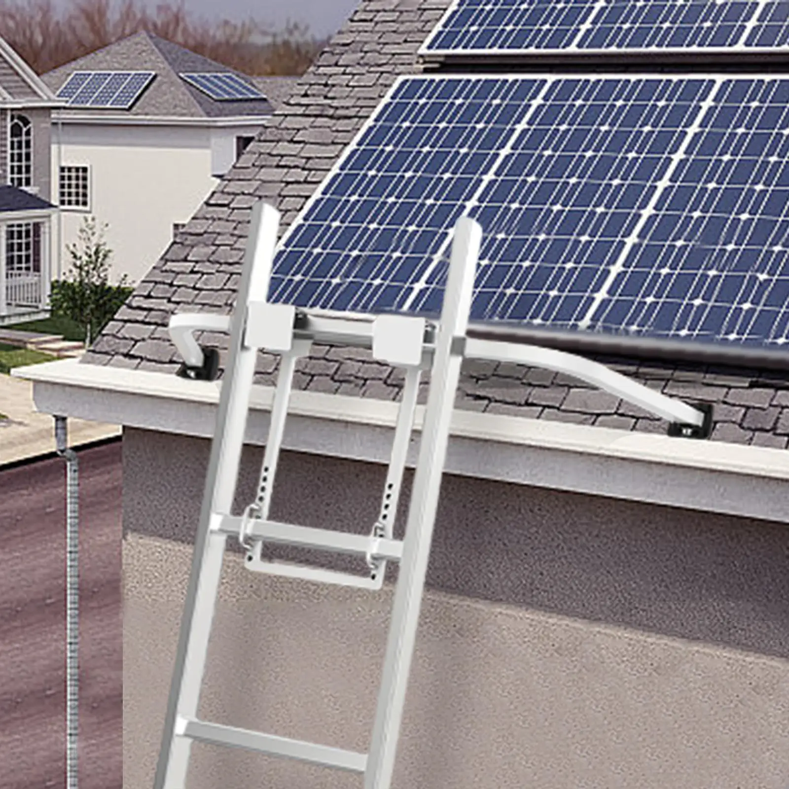 Roof Ladder Stabilizer, Adjustable 330 lb Weight Rating Rubber Bottom Pad Wall Ladder Standoff for Outdoor Repairing Working
