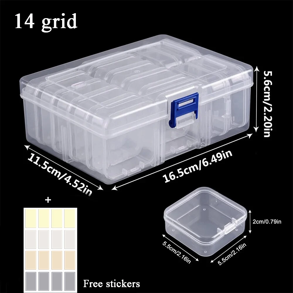 14/30Pcs Clear Plastic Bead Storage Containers Mini Storage Box for Jewelry Making Beading Crafts Screws 1 Sheet Label Sticker