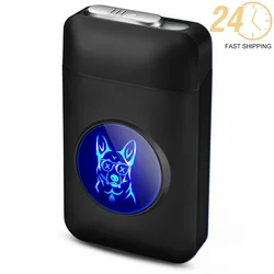 Portable LED Cigarette Cases With Lighter Rechargeable Tobacco Holder Storage Box For 19pcs 84mm Cigarettes Smoking Accessories