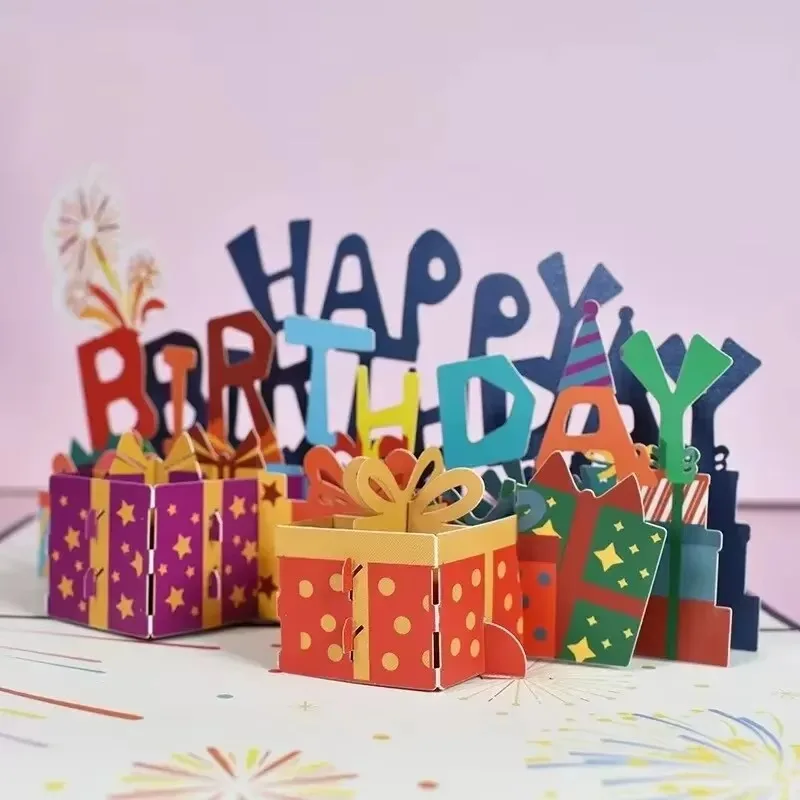 1PC 3D Birthday Memorial Greeting Cards Foldable Cards Birthday Gifts Greeting Party Supplies