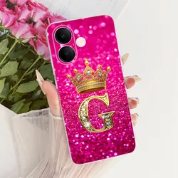 Cute Letters Crown Soft Slim Silicone Back Cover Case - Enhanced Protection with Stylish Design for Vivo V60 Lite 4G (TMTPU - 8G)