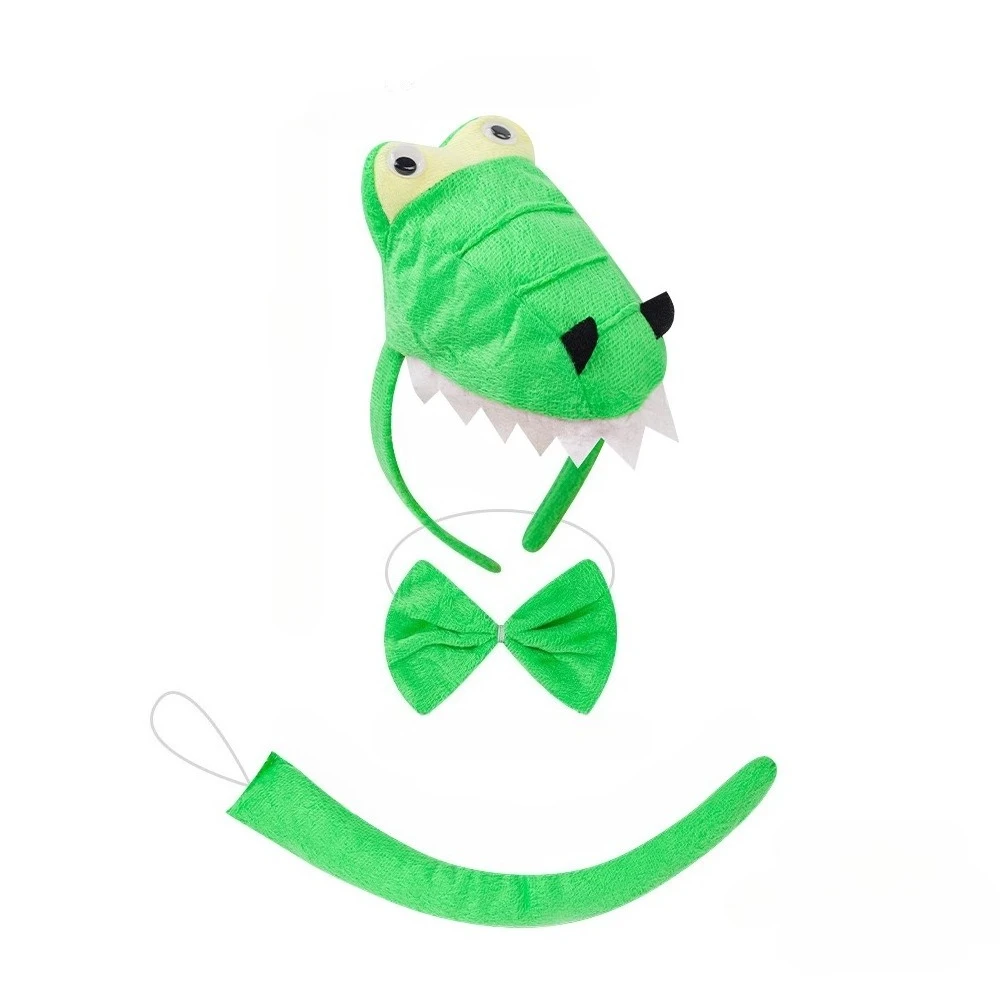 Tier Krokodil Dinosaurier Schildkröte Stirnband Schwanz Bogen Plüsch Party Kopfschmuck Haar Hoop Party Cosplay Kostüm Requisiten – Detail 5