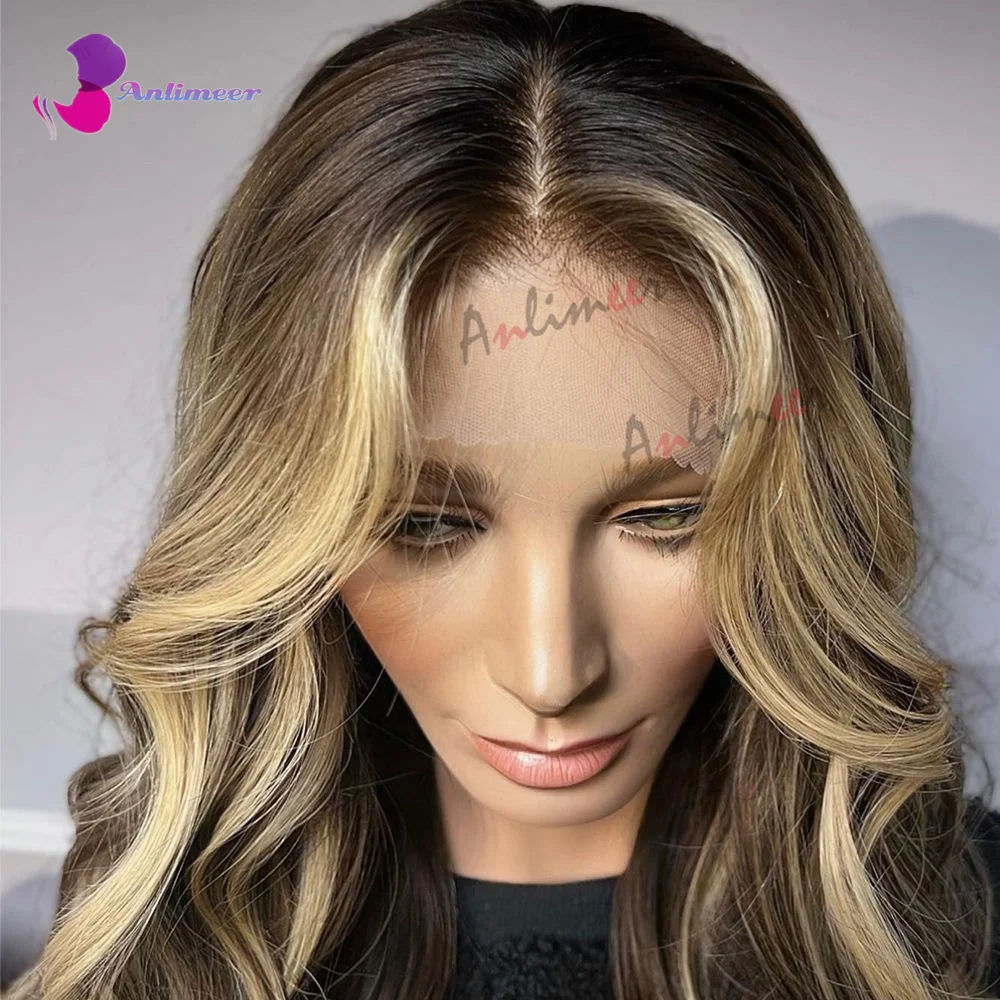 Gemarkeerde Pruik Honingblonde Balayage Pruik Voor Dames Kant Pruiken/Zijden Basis Pruik/360 Lace Frontale Pruiken/Full Lace Pruik