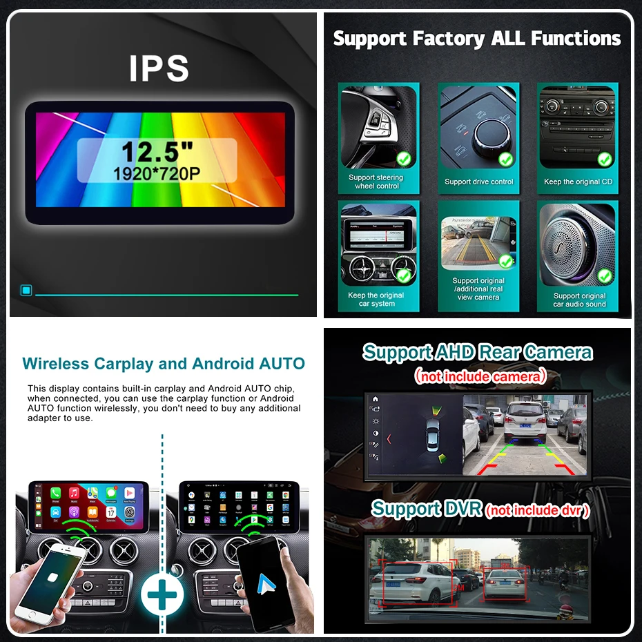 Carplay inalámbrico Android 14 Auto GPS para mercedes-benz GLK clase X204 2008-2015 Radio de coche reproductor Multimedia pantalla Google 4G LTE 4