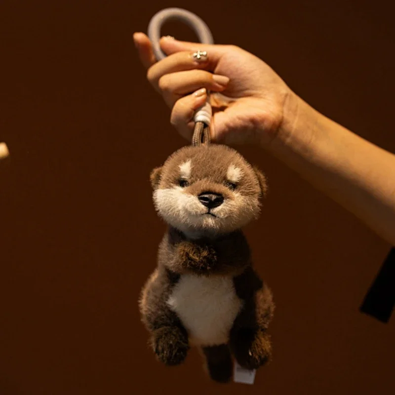 Niedlicher Otter-Plüsch-Schlüsselanhänger, realistischer ausgestopfter Otter-Tier-Anhänger, Puppe, weiche Plüschtiere, Schlüsselanhänger für Tasche, Dekoration, Geschenke, Mädchen