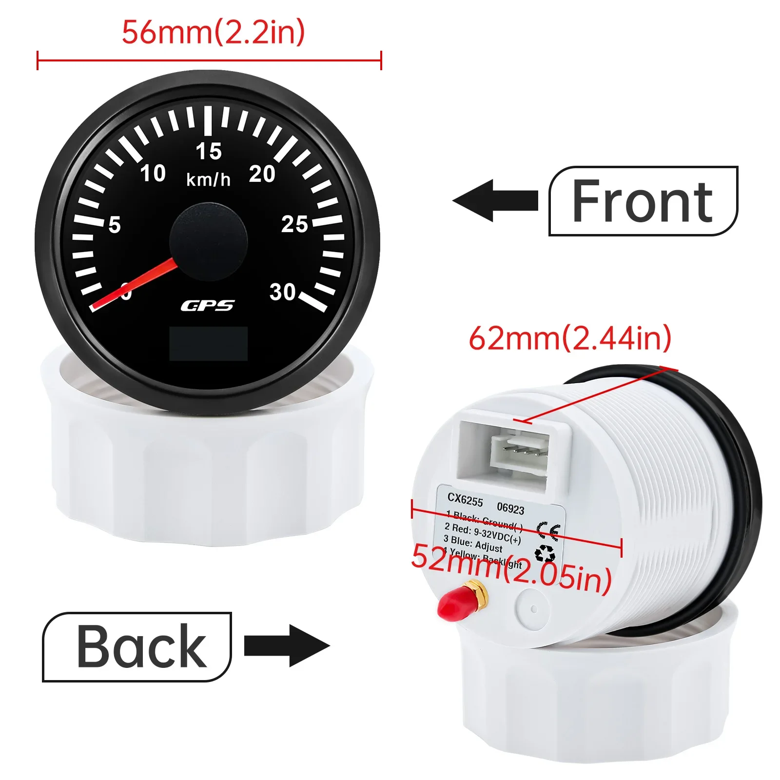 MH 52MM Digital GPS Speedometer Gauge+Antenna 7 Color Backlight Universal for 12V 24V Car Vehicles Boat Marine Motorcycle Yacht