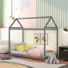 House Twin Bed Frame Wooden Platform Bed for Kids,No Box Spring Needed, Gray 3